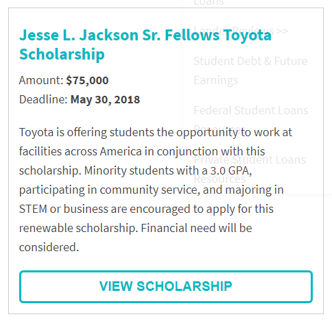 Jesse L. Jackson Sr. Fellows Toyota Scholarship