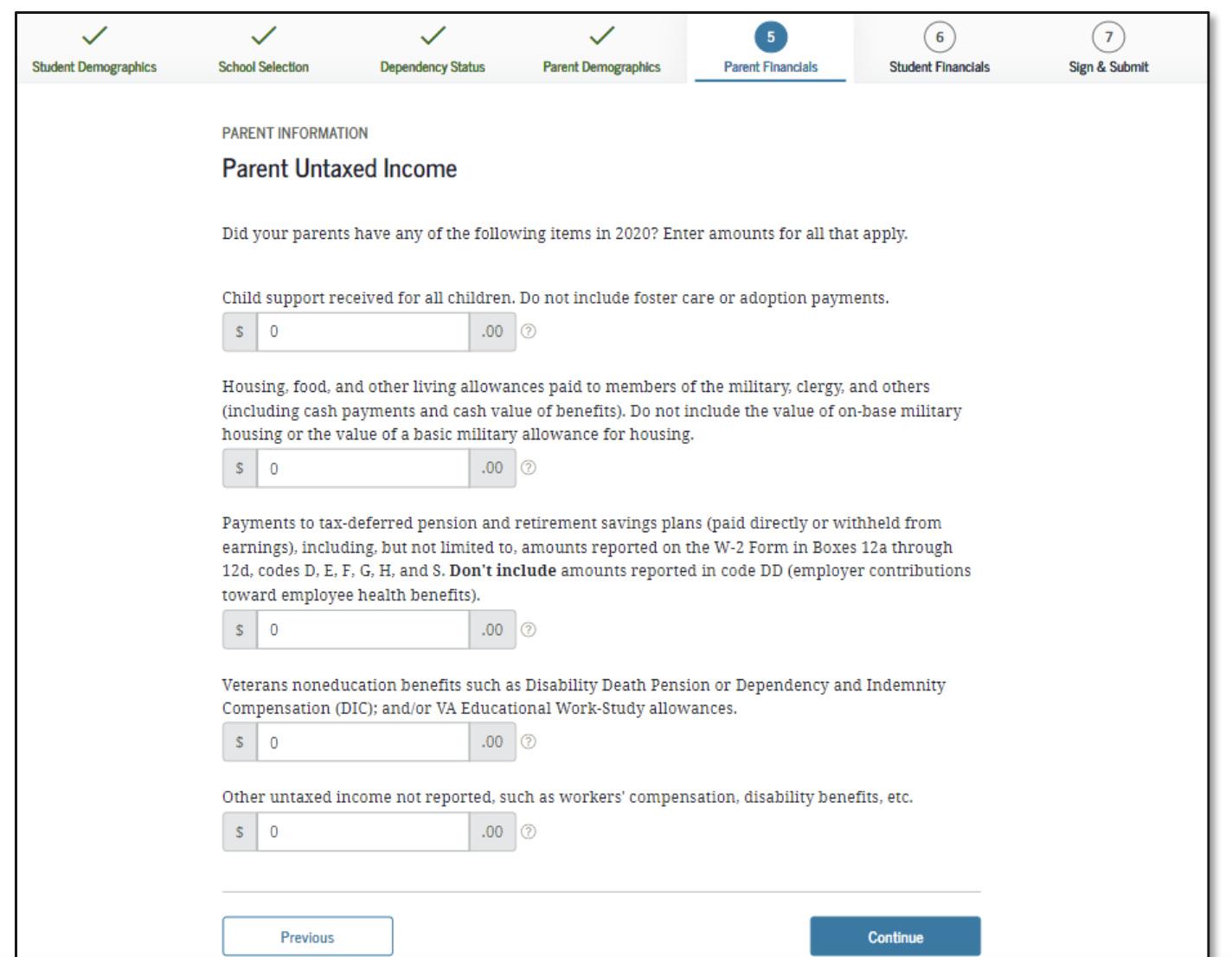 Parent Untaxed Income